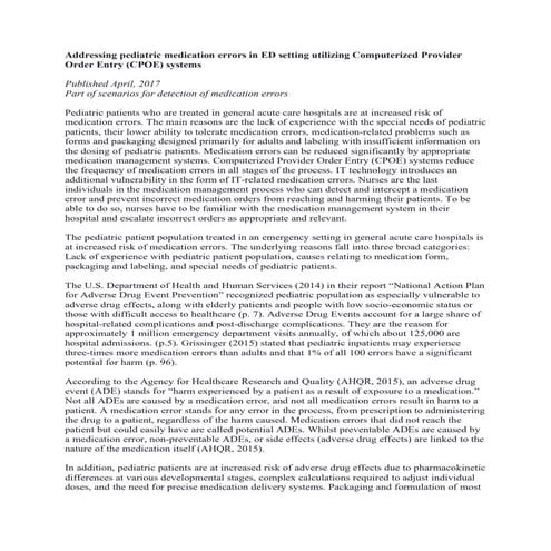 Addressing pediatric medication errors in ED setting utilizing ...