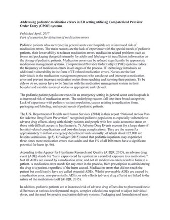 Addressing pediatric medication errors in ED setting utilizing Computerized P...