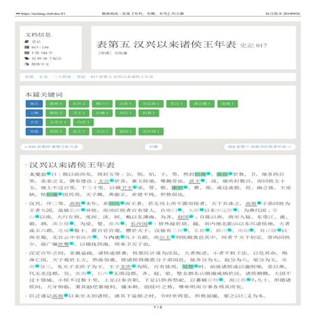 史記 017 表第五 汉兴以来诸侯王年表