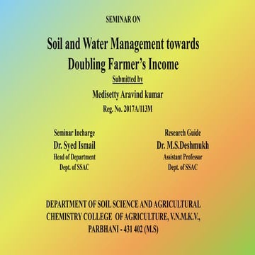Soil and Water Management towards Doubling Farmer’s Income