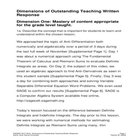 2017 PAEMST NARRATIVE ESSAY