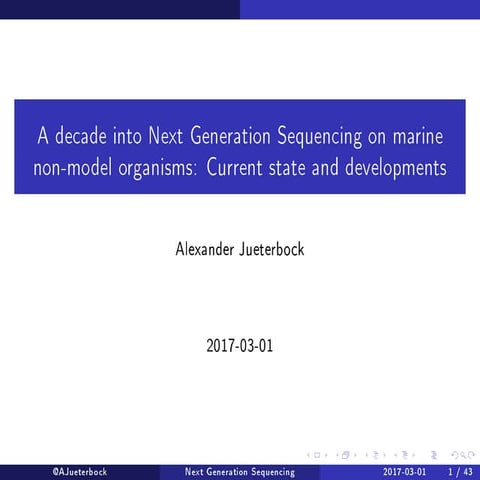 A decade into Next Generation Sequencing on marine non-model organisms: curre...