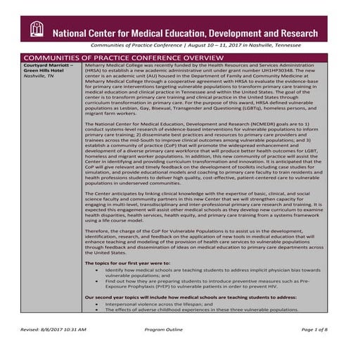 2017 CoP conference program distribution
