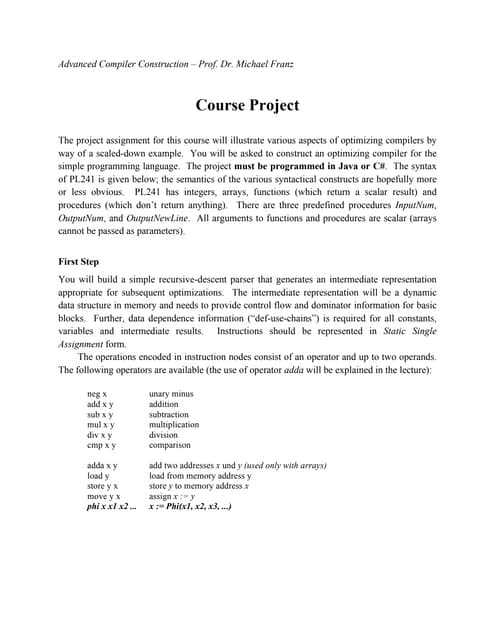 Compiler Construction for DLX Processor 