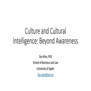 Culture and cultural intelligence