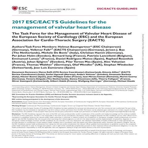 2017 esc valvular heart disease management