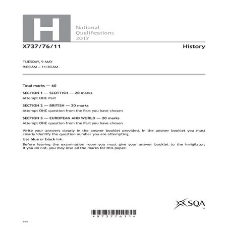 2017 Higher History exam