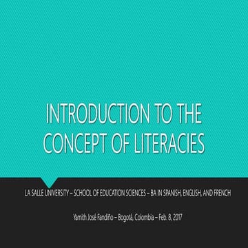 Introduction to the concept of literacies
