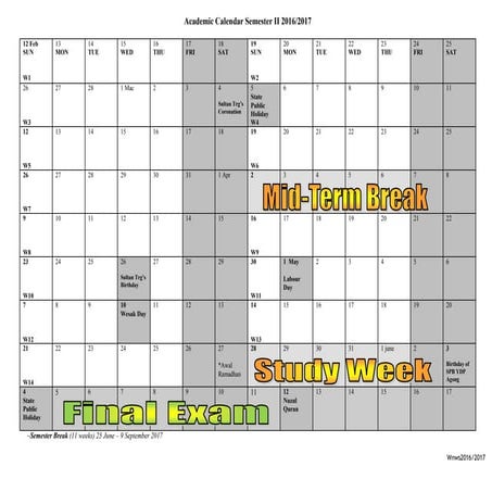 Planner Semester II 2016/2017