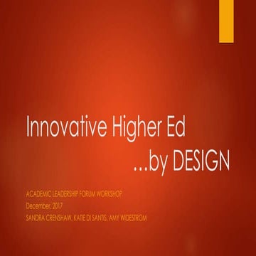 Innovative Higher Ed...By Design Design Thinking Intro 2017