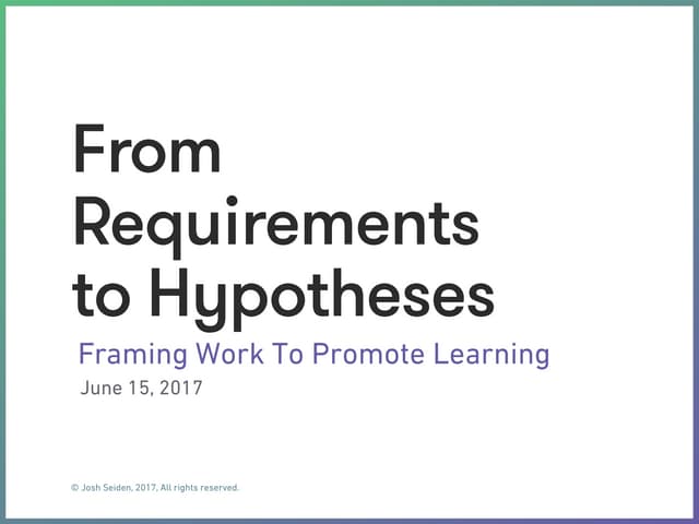 From Product Requirements to Hypotheses