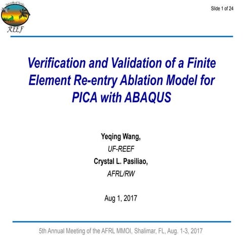 Verification and Validation of a Finite Element Re-entry Ablation Model for P...