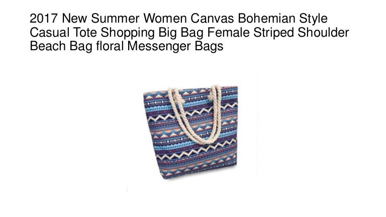 New Summer Women Canvas bohemian style striped Shoulder Beach Bag Female