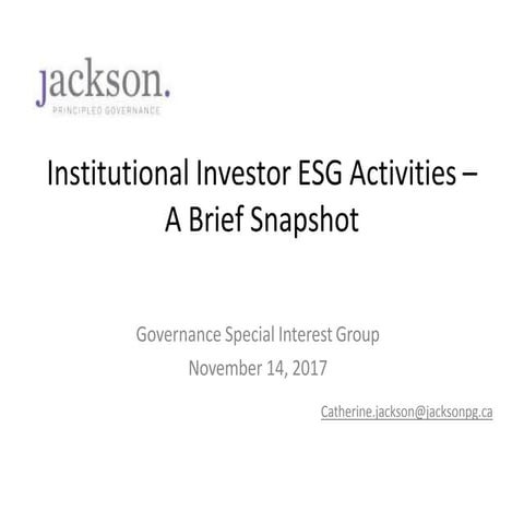 How to Advise Corporate Investors on Governance