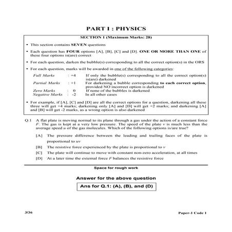 IIT-JEE Advanced 2017 Question Paper 1