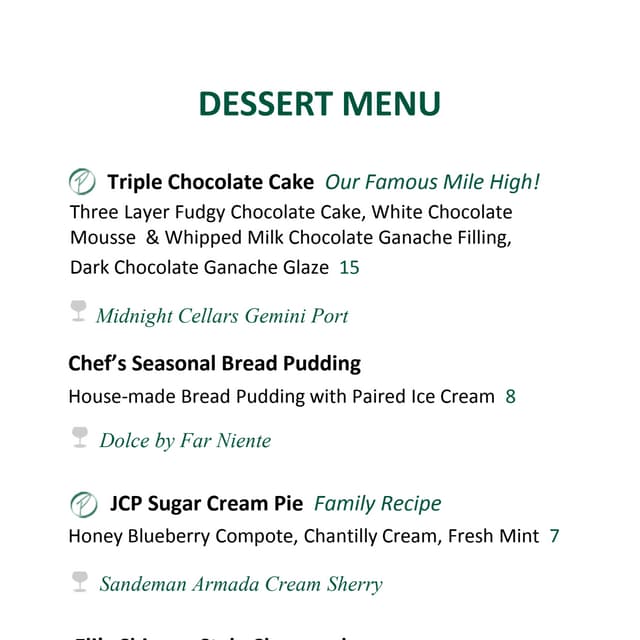 2017 petersons spring summer dessert menu
