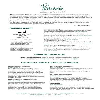 2017 petersons spring summer dinner menu