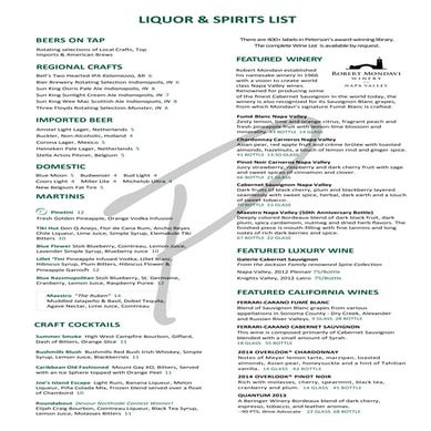 2017 petersons spring summer liquor spirits menu
