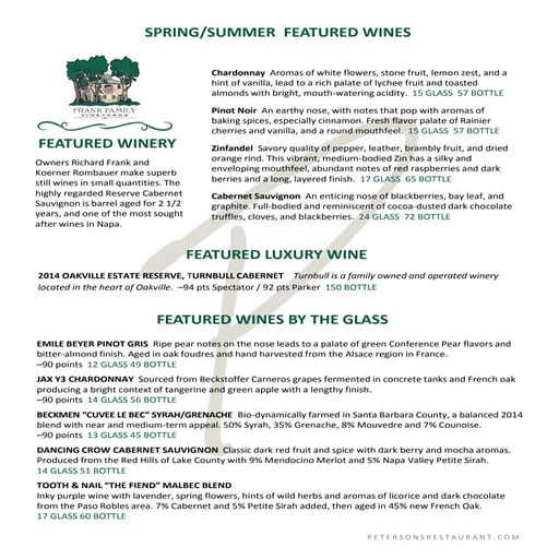 2017 petersons spring summer wine features