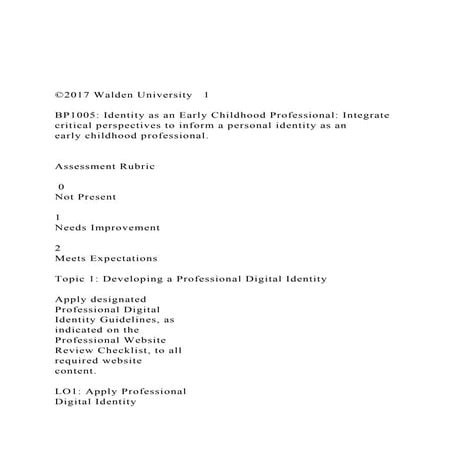 ©2017 Walden University   1 BP1005 Identity as an Early.docx