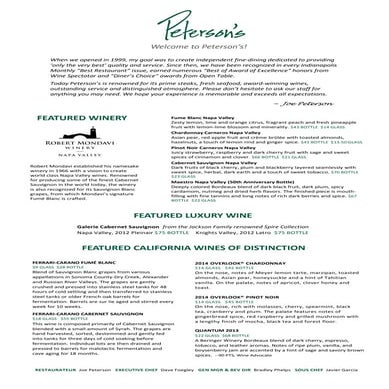 2017 winter update.petersons dinner menu