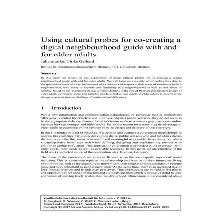 Using cultural probes for co-creating a digital neighbourhood guide with and ...