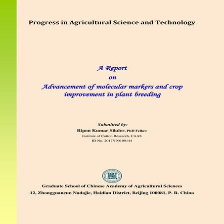 Advancement of molecular markers and crop improvement in plant breeding