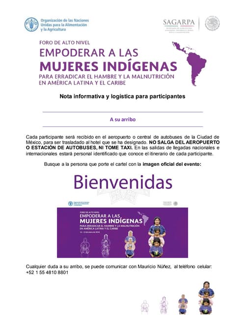 Nota Logística Foro Regional de Mujeres Indígenas