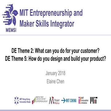 MEMSI January 2018: DE2- What can you do for your customer? + DE 5 - Hypothes...