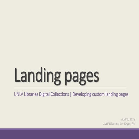 ContentDm Landing pages for Digital Collections