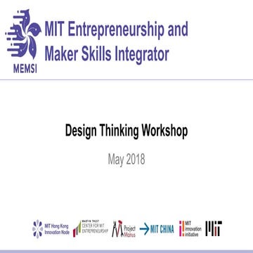 MEMSI June 2018: Design Thinking Workshop