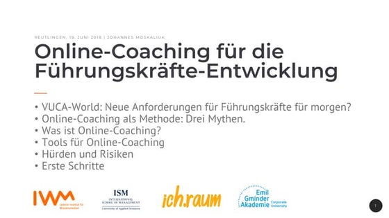Online-Coaching als zeitgemäßes Instrument für die Personal- und Führungskräf...