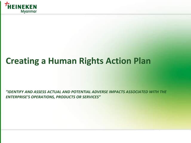 Creating a Human Rights Action Plan - Heineken Myanmar