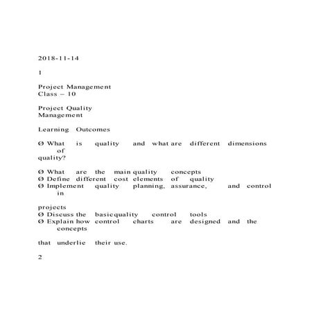 2018-11-141Project ManagementClass – 10Project Q