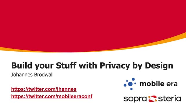Build Your Stuff with Privacy by Design