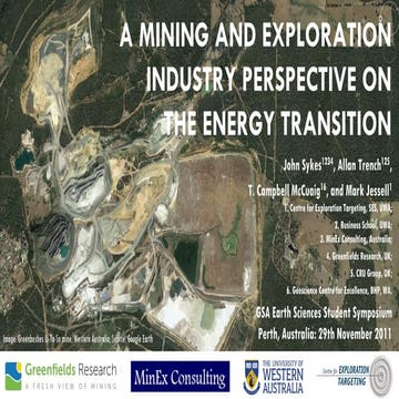 A Mining and Exploration Industry Perspective on the Energy Transition