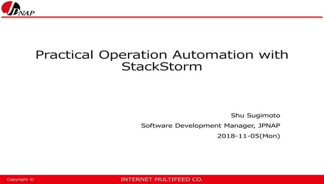 Practical Operation Automation with StackStorm
