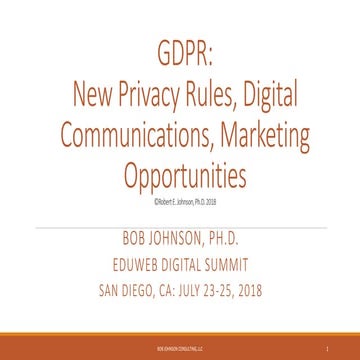 GDPR: New Privacy Rules, Digital Communications, Marketing Opportunities