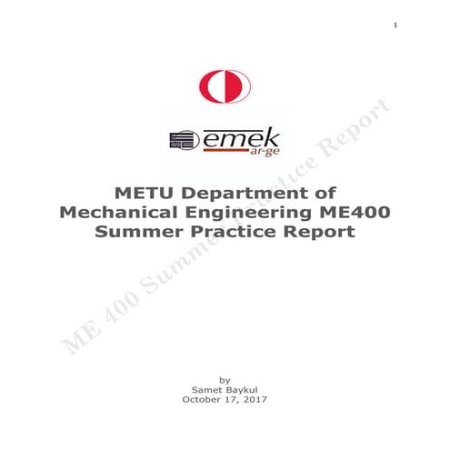 Emek R&D - Summer Practice Report