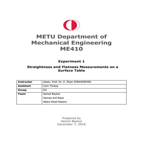 Measurement of Geometrical Errors in Manufacturing Flatness