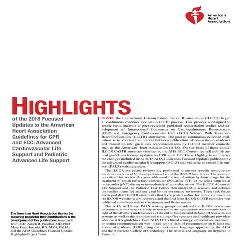 Actualización AHA 2018 de ACLS  y PALS (Highlights)