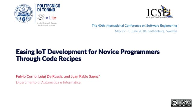 Easing IoT Development for Novice Programmers Through Code Recipes