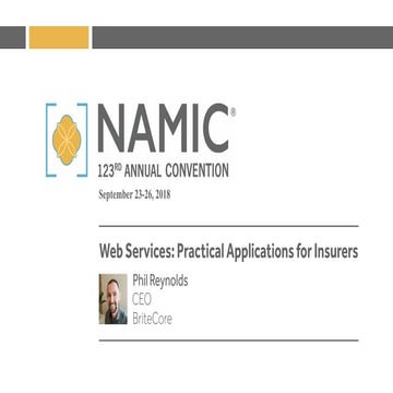 2018 NAMIC - Practical Applications for Web Services