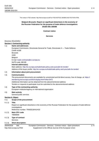 EU wants to know distortions in Russian economy