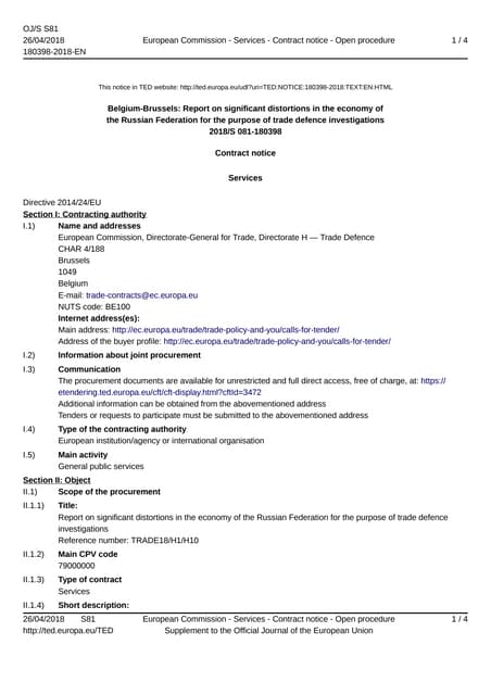 EU wants to know distortions in Russian economy