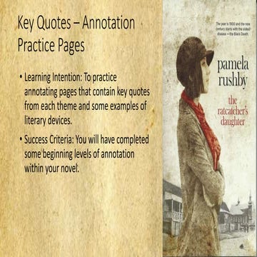The ratcatchers daughter - annotating key quotes