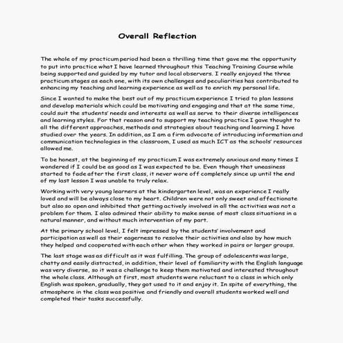 2018 - TPD- Overall reflection - Eccheri