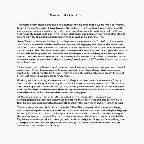 2018 - TPD - Overall Reflection - Eccheri