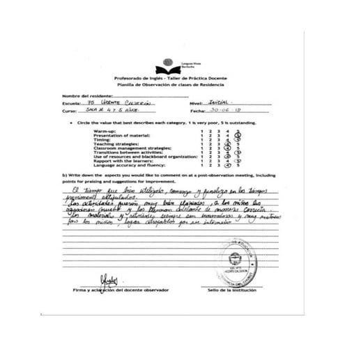 2018 - TPD - Planilla de Observación de Clases de Residencia 2 - Eccheri