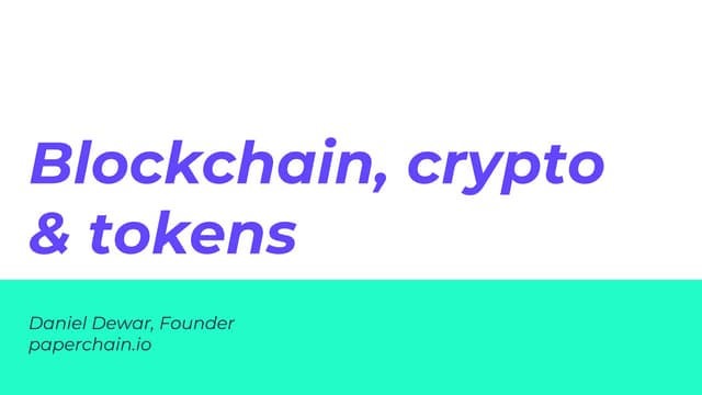 Blockchain, cryptography and tokens — NYC Bar presentation